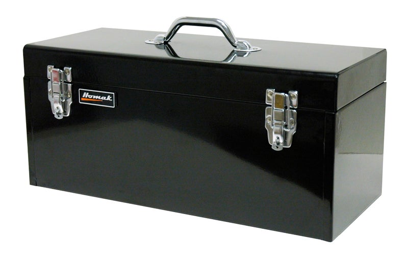 Homak Steel Flat Top Toolbox with Removable Tray, Black, 20 Inches - Image 1